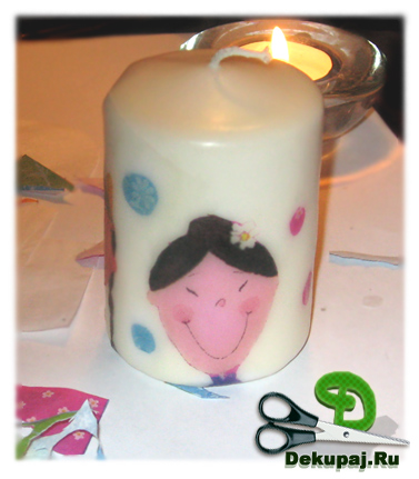 Декоративная свеча с декупажем