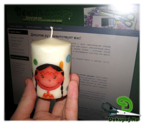 Мастер-класс по созданию декоративной свечи на сайте Декупаж.ру